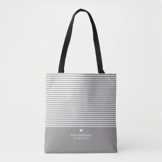 Tote Bag Rayures modernes avec Monogramme cardiaque haut de (Devant)
