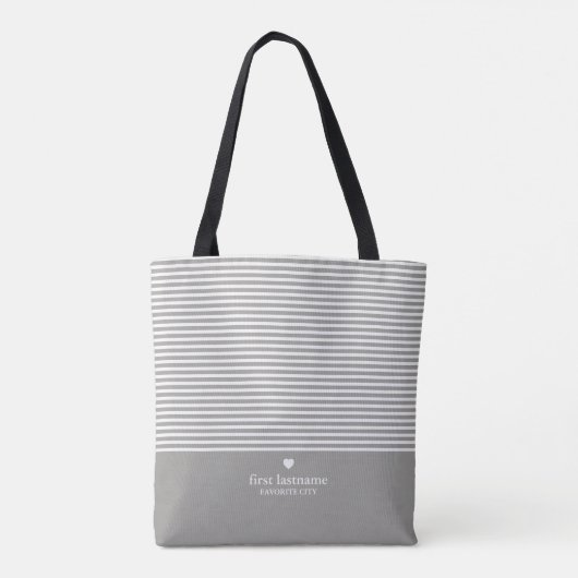Tote Bag Rayures modernes avec Monogramme cardiaque haut de (Dos)
