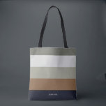 Tote Bag Rayures modernes avec monogramme naturel<br><div class="desc">Motif rayé coloré et tendance - avec des couleurs harmonieuses dans des tons naturels. Personnalisez avec votre nom ou monogramme. Si vous avez besoin de couleurs différentes,  cliquez sur le bouton contact sous la description du produit,  je serais ravi de vous aider.</div>