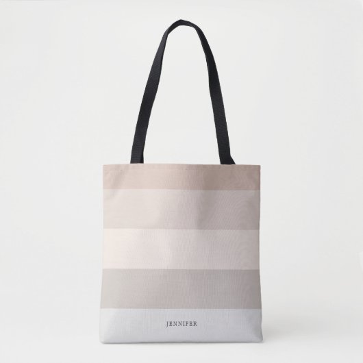 Tote Bag Rayures Modernes avec Monogramme Pastel (Devant)