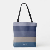 Tote Bag Rayures Modernes avec Monogramme Teintes de Bleu (Dos)