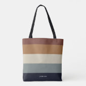 Tote Bag Rayures Modernes avec Monogramme Terreux (Dos)