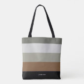 Tote Bag Rayures Modernes avec Monogramme Terreux (Dos)