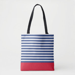 Tote Bag Rayures modernes et rouge de marine