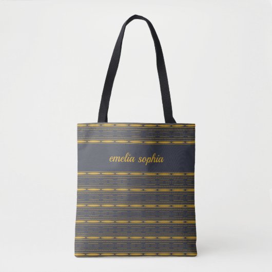 Tote Bag Rayures modernes Monogramme (Devant)
