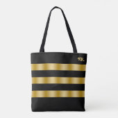 Tote Bag Rayures monogramme noir et or (Dos)