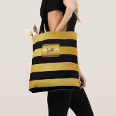 Tote Bag Rayures noires et or (De près)