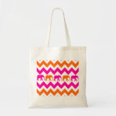 Tote Bag Rayures oranges de Chevron d'éléphants de roses (Devant)