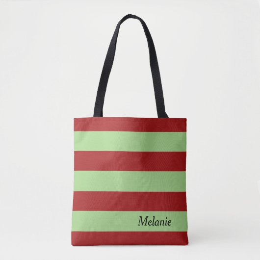 Tote Bag Rayures Rouge Foncé (Devant)
