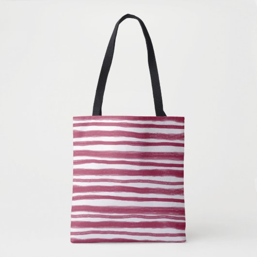 Tote Bag Rayures rouges Bordeaux (Devant)