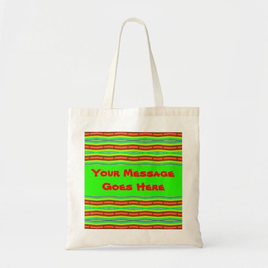 Tote Bag rayures vert orange (Devant)