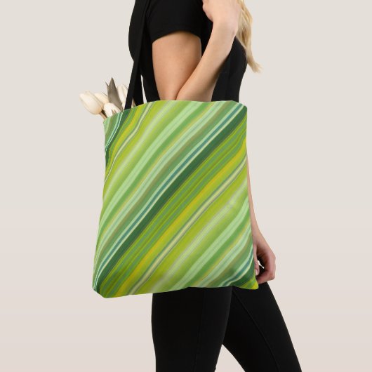 Tote Bag Rayures vertes et jaunes (De près)