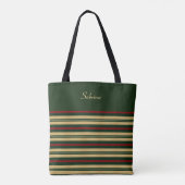 Tote Bag Rayures vertes or et rouges de Noël (Dos)