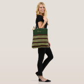 Tote Bag Rayures vertes or et rouges de Noël (Sur le modèle)