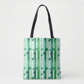 Tote Bag Rayures verticales blanches vertes classiques avec (Devant)
