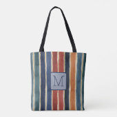 Tote Bag Rayures verticales bloc de couleur marine Monogram (Dos)