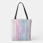 Tote Bag Rayures verticales bloc de couleur violet monogram (Dos)