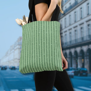 Tote Bag Rayures verticales simples en vert forêt pailleté