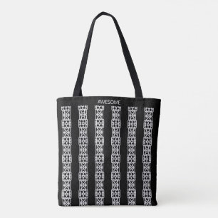 Tote Bag Rayures verticales stylées modernes sur fond noir