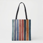 Tote Bag Rayures verticales Teintes de brique rouille sarce (Devant)