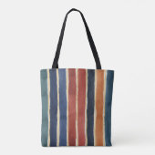 Tote Bag Rayures verticales Teintes de brique rouille sarce (Dos)