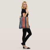Tote Bag Rayures verticales Teintes de brique rouille sarce (Sur le modèle)