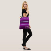 Tote Bag Rayures violettes  (Sur le modèle)
