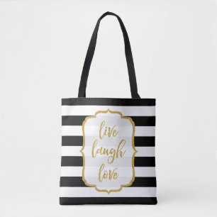 Tote Bag Rayures vivantes de BW de parties scintillantes