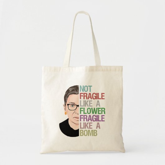 Tote Bag RBG Ruth Bader Ginsburg Fragile comme une fleur (Devant)