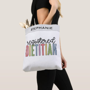 Tote Bag RD multicolore de diététiste enregistré sur mesure