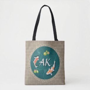 Tote Bag Réaliste Vert Japonais Koi Poisson Pond