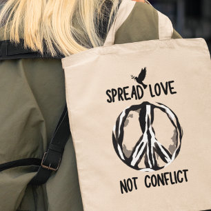 Tote Bag Réandre l'amour et non les conflits Cadeau d'unité
