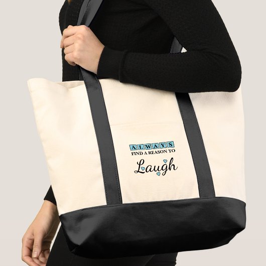Tote Bag Reason to laugh blue love hearts