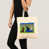 Tote Bag Réception au bord de la piscine drôle Labradors (Devant (produit))