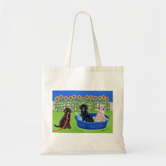 Tote Bag Réception au bord de la piscine drôle Labradors (Devant)
