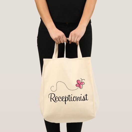 Tote Bag Réceptionniste rose mignon de papillon (Devant (produit))