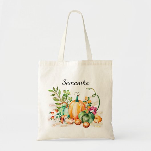 Tote Bag Récolte d'automne avec nom (Devant)