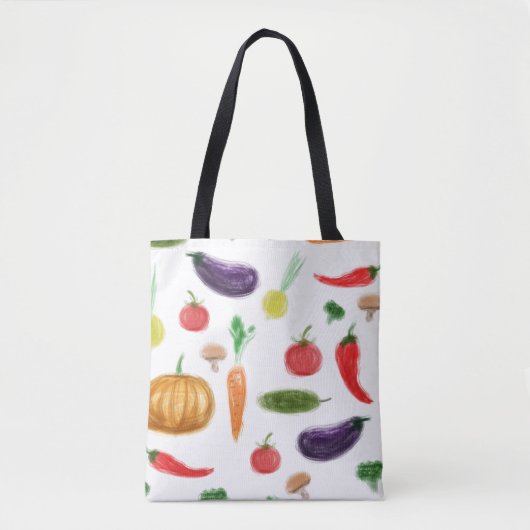 Tote Bag Récolte légumes tomate poivre carottes champignon (Devant)