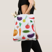 Tote Bag Récolte légumes tomate poivre carottes champignon (De près)