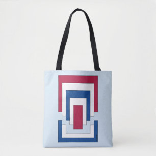 Tote Bag Rectangle Abstrait en rouge, blanc et bleu