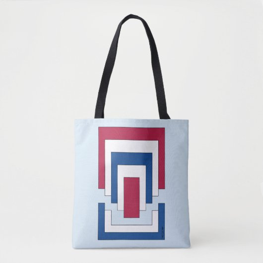 Tote Bag Rectangle Abstrait en rouge, blanc et bleu (Devant)