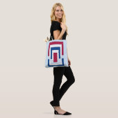 Tote Bag Rectangle Abstrait en rouge, blanc et bleu (Sur le modèle)