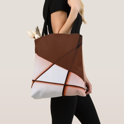 Tote Bag Rectangle de trapèze beige sous tôle brun foncé (De près)