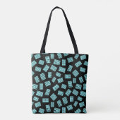 Tote Bag Rectangles Abstraites 081122 - Bleu glacé sur noir (Dos)