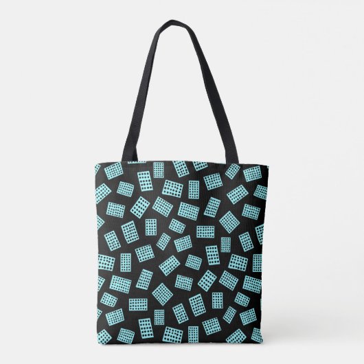 Tote Bag Rectangles Abstraites 081122 - Bleu glacé sur noir (Dos)