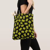 Tote Bag Rectangles Abstraites 081122 - Jaune sur noir (De près)