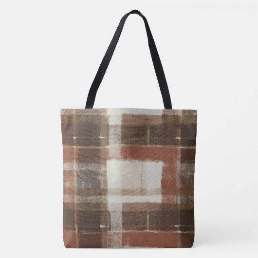 Tote Bag Rectangles Abstraits Crème Brun Rouge Chaud (Devant)