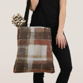 Tote Bag Rectangles Abstraits Crème Brun Rouge Chaud (De près)