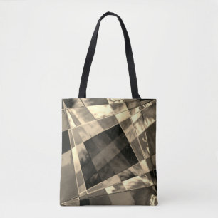 Tote Bag Rectangles inclinées en bois ou beige.