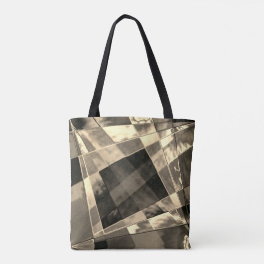 Tote Bag Rectangles inclinées en bois ou beige. (Dos)